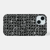 Black & White Doodle Pattern Case – Bold Ab iPhone 15 Hülle (Rückseite (Horizontal))