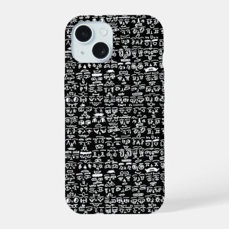 Black & White Doodle Pattern  Case – Bold Ab iPhone 15 Hülle