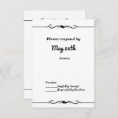Black & White Double Hearts Hochzeit RSVP Einladun Einladung (Vorne/Hinten)