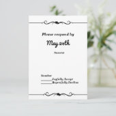 Black & White Double Hearts Wedding RSVP Einladung (Stehend Vorderseite)