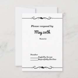 Black & White Double Hearts Wedding RSVP Einladung