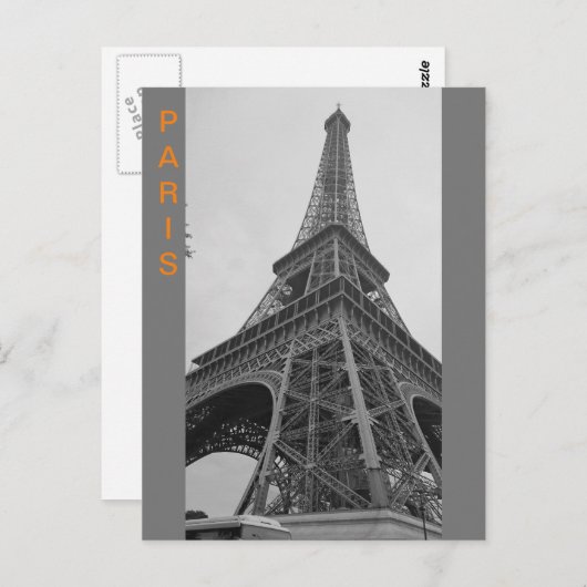 Black & White Eiffel Tower in Paris Frankreich Rei Postkarte (Vorne/Hinten)
