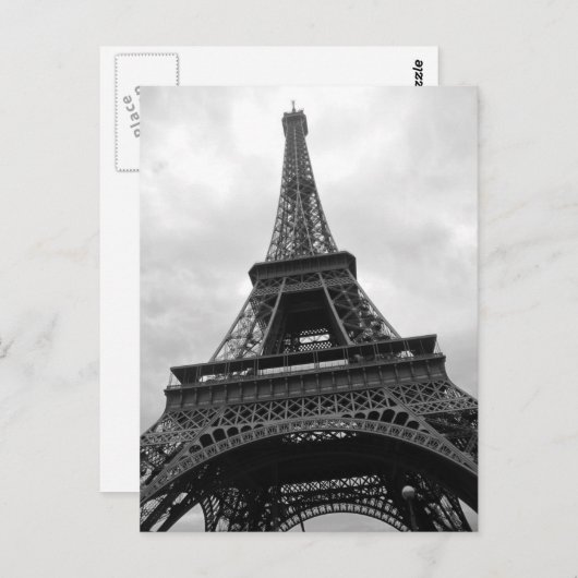 Black & White Eiffel Tower Paris City Europe Postkarte (Vorne/Hinten)
