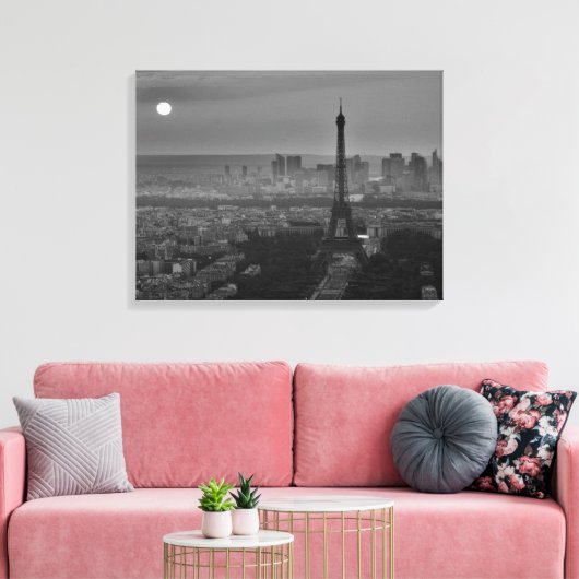 Black & White Eiffel Tower Paris City Panorama Leinwanddruck (Insitu (Wohnzimmer))