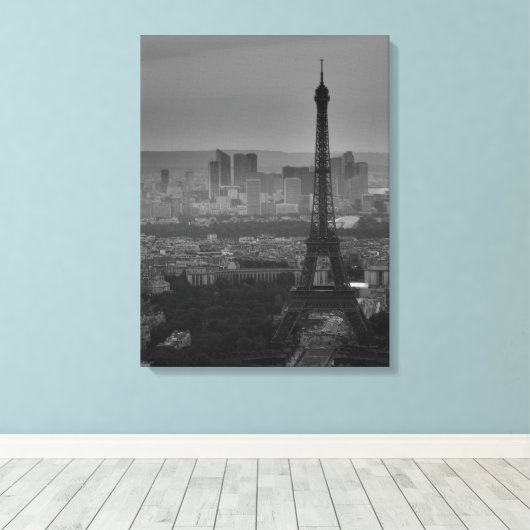 Black & White Eiffel Tower Paris City Panorama Leinwanddruck (Insitu (Holzboden))
