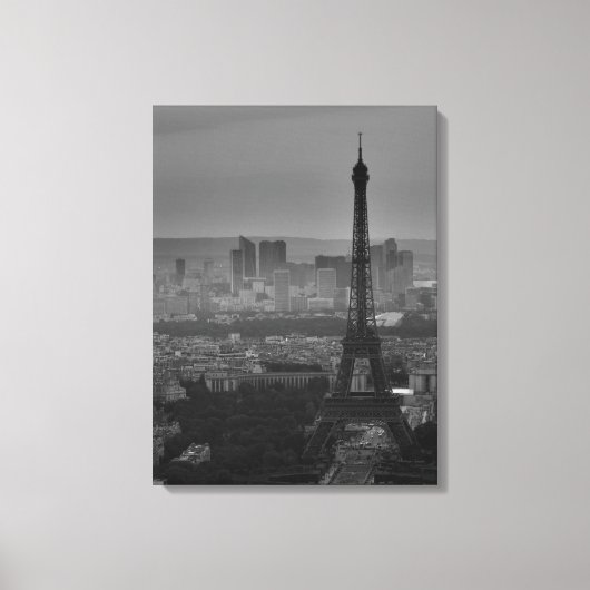 Black & White Eiffel Tower Paris City Panorama Leinwanddruck (Vorderseite)