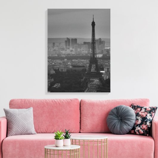 Black & White Eiffel Tower Paris City Panorama Leinwanddruck (Insitu (Wohnzimmer))