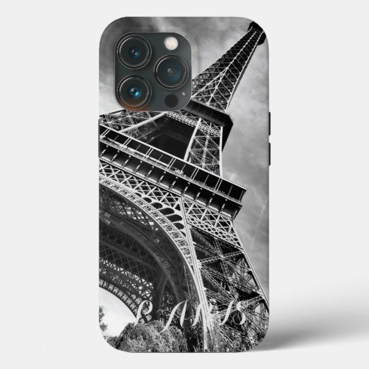Black & White Eiffel Tower Paris Europa Case-Mate iPhone Hülle (Rückseite)