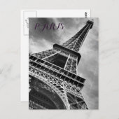 Black & White Eiffel Tower Paris Europa Postkarte (Vorne/Hinten)