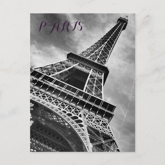 Black & White Eiffel Tower Paris Europa Postkarte (Vorderseite)