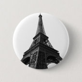 Black & White Eiffel Tower Paris Europa Reisen Button (Vorderseite)