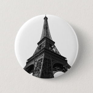 Black & White Eiffel Tower Paris Europa Reisen Button