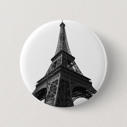 Black & White Eiffel Tower Paris Europa Reisen Button (Vorderseite)