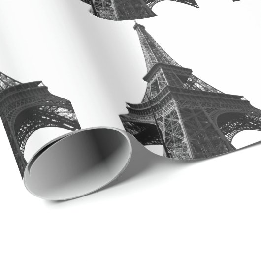 Black & White Eiffel Tower Paris Europa Reisen Geschenkpapier (Rolleneckpunkt)