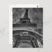 Black & White Eiffel Tower Paris Europa Reisen Postkarte (Vorne/Hinten)