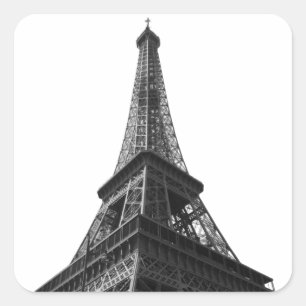 Black & White Eiffel Tower Paris Europa Reisen Quadratischer Aufkleber