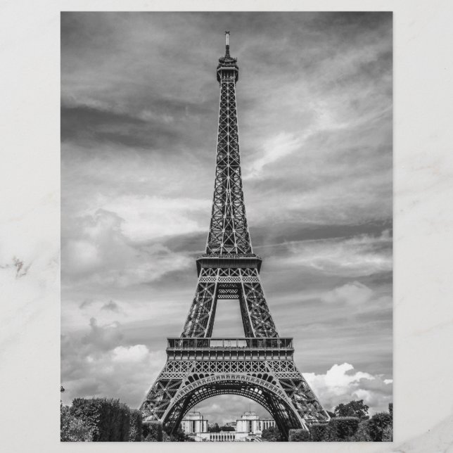 Black & White Eiffel Tower Paris Frankreich (Vorderseite)