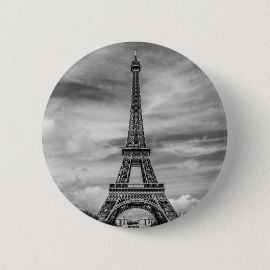 Black & White Eiffel Tower Paris Frankreich Button (Vorderseite)