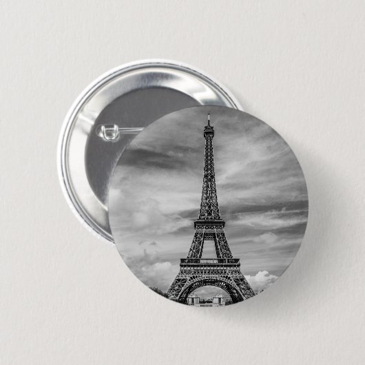 Black & White Eiffel Tower Paris Frankreich Button (Vorne & Hinten)