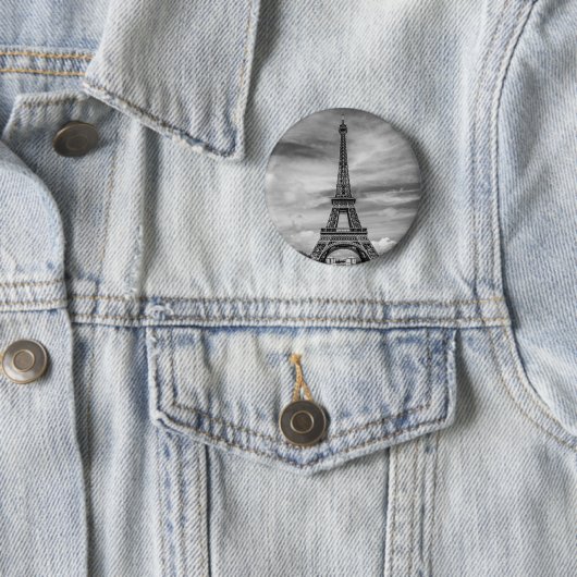 Black & White Eiffel Tower Paris Frankreich Button (Beispiel)