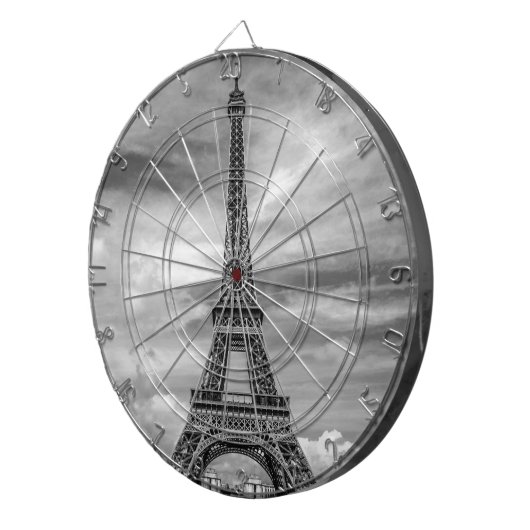 Black & White Eiffel Tower Paris Frankreich Dartscheibe (Vorderseite rechts)