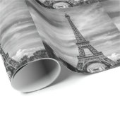 Black & White Eiffel Tower Paris Frankreich Geschenkpapier (Rolleneckpunkt)