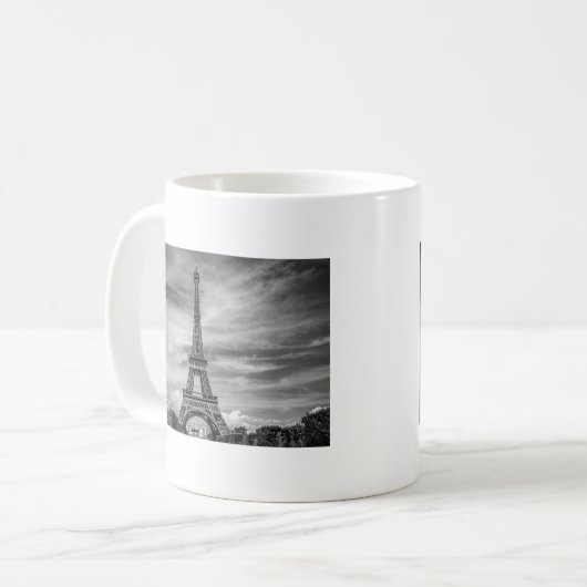 Black & White Eiffel Tower Paris Frankreich Kaffeetasse (Vorderseite Links)