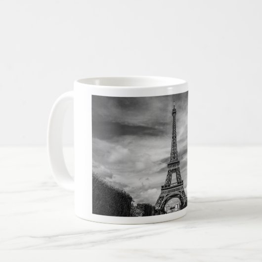 Black & White Eiffel Tower Paris Frankreich Kaffeetasse (Vorderseite Links)