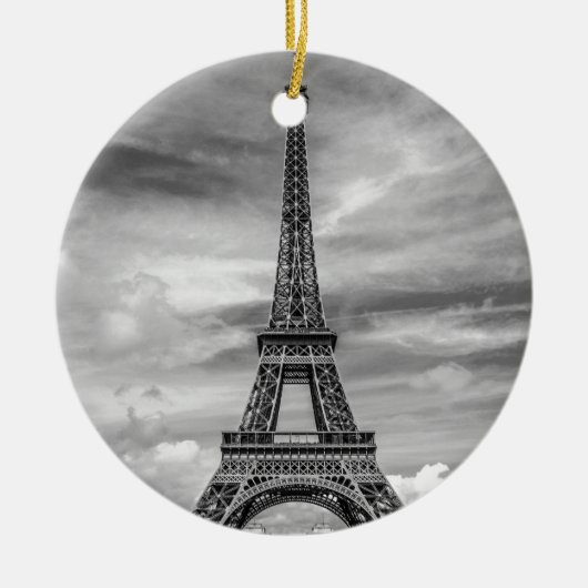 Black & White Eiffel Tower Paris Frankreich Keramik Ornament (Vorne)