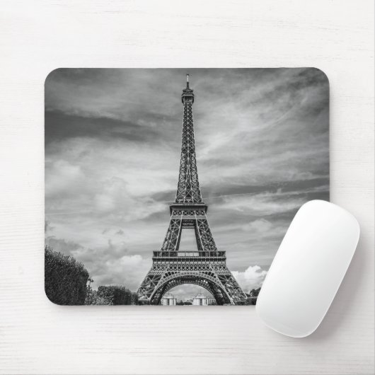 Black & White Eiffel Tower Paris Frankreich Mousepad (Mit Mouse)