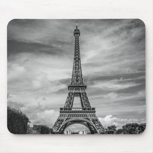 Black & White Eiffel Tower Paris Frankreich Mousepad (Vorne)