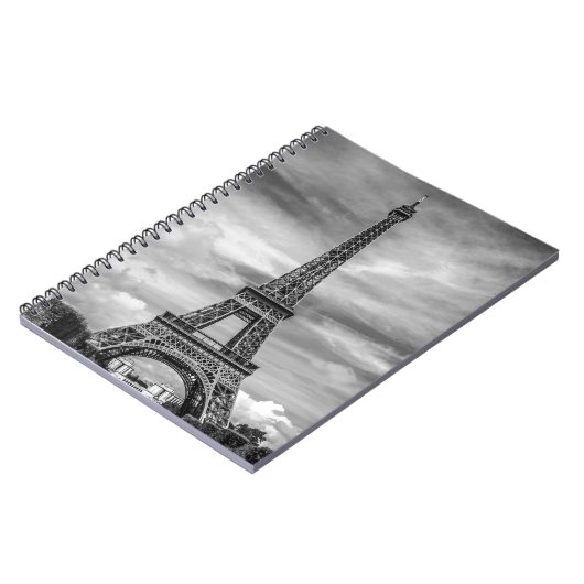 Black & White Eiffel Tower Paris Frankreich Notizblock (Linke Seite)