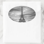 Black & White Eiffel Tower Paris Frankreich Ovaler Aufkleber (Tasche)