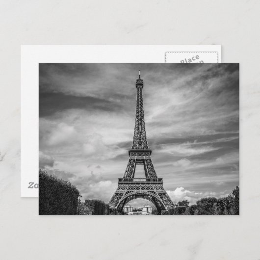 Black & White Eiffel Tower Paris Frankreich Postkarte (Vorne/Hinten)