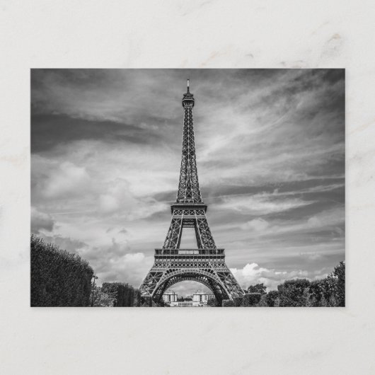 Black & White Eiffel Tower Paris Frankreich Postkarte (Vorderseite)