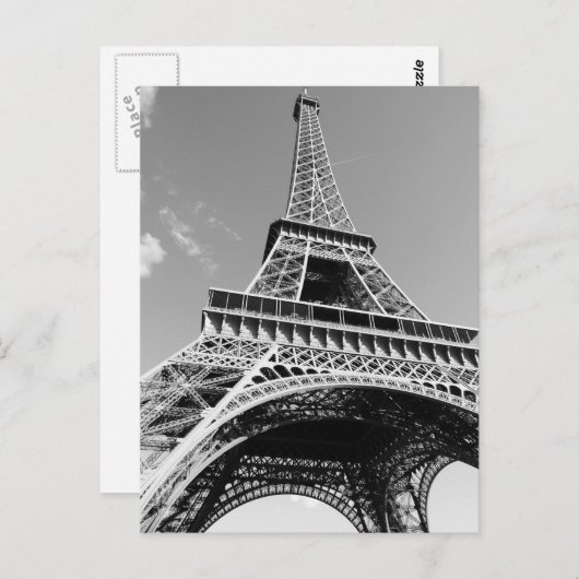 Black & White Eiffel Tower Paris Frankreich Postkarte (Vorne/Hinten)