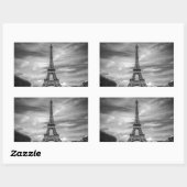 Black & White Eiffel Tower Paris Frankreich Rechteckiger Aufkleber (Blatt)