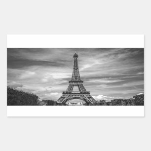 Black & White Eiffel Tower Paris Frankreich Rechteckiger Aufkleber