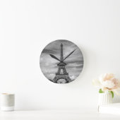 Black & White Eiffel Tower Paris Frankreich Runde Wanduhr (Zuhause)
