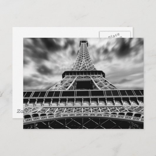 Black & White Eiffel Tower Paris Französisch Reise Postkarte (Vorne/Hinten)