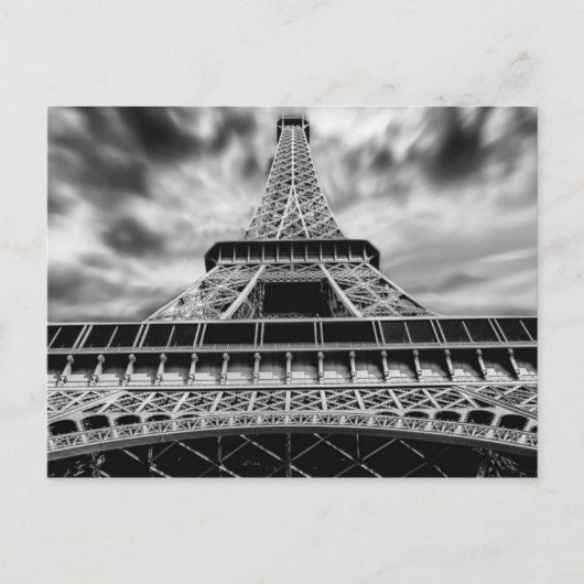 Black & White Eiffel Tower Paris Französisch Reise Postkarte (Vorderseite)
