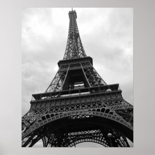 Black & White Eiffel Tower Paris Poster (Vorne)