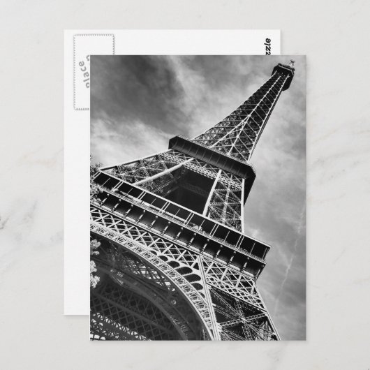 Black & White Eiffel Tower Paris Postkarte (Vorne/Hinten)