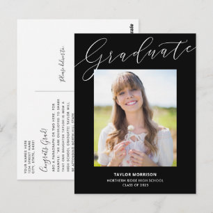 Black & White Elegant 2023 Foto Graduation Party Postkarte