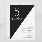 Black White Elegant 5th Wedding Anniversary Einladung (Vorderseite)