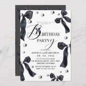 Black & White Elegant Bow Birthday Party Einladung (Vorne/Hinten)