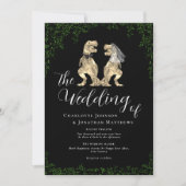 Black & White Elegant Dinosaur Wedding QR Code Einladung (Vorderseite)