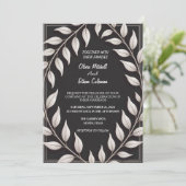 Black & White Elegant Flower Wedding Invitation Einladung (Stehend Vorderseite)
