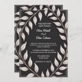 Black & White Elegant Flower Wedding Invitation Einladung (Vorne/Hinten)