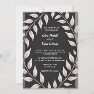 Black & White Elegant Flower Wedding Invitation Einladung